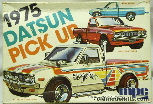 MPC 1/25 1975 Datsun Pickup  - Stock / Street Rod / Lil Hustler Off Road Racer, 1-7508 plastic model kit